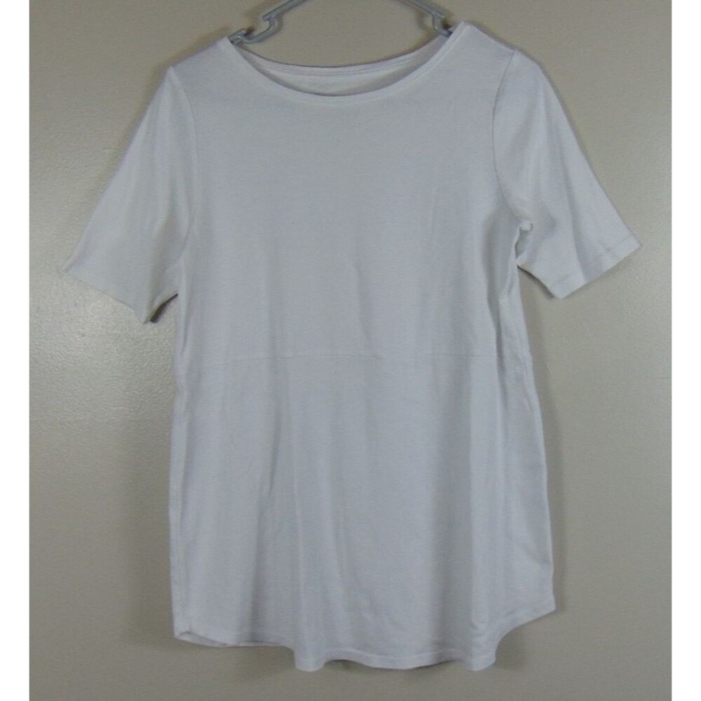 J.Jill Top Womens Size Small White Shirttail Tee Pullover Pima Cotton Stretch